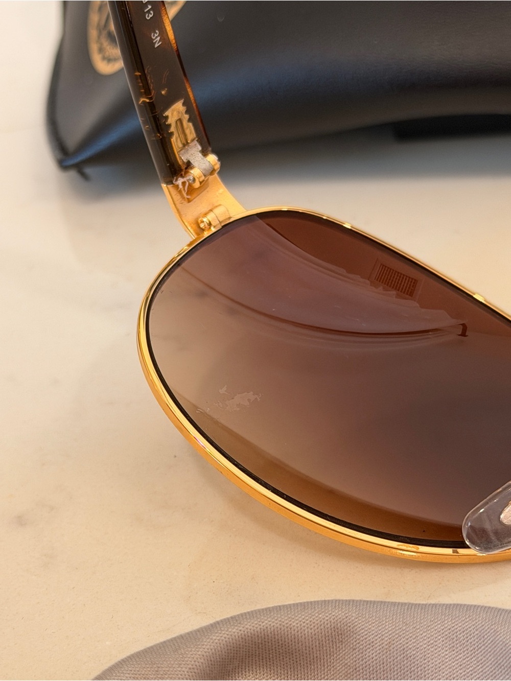 Ray-Ban Women’s Gold Aviator Sunglasses with Brown Lenses - Picture 5 of 6